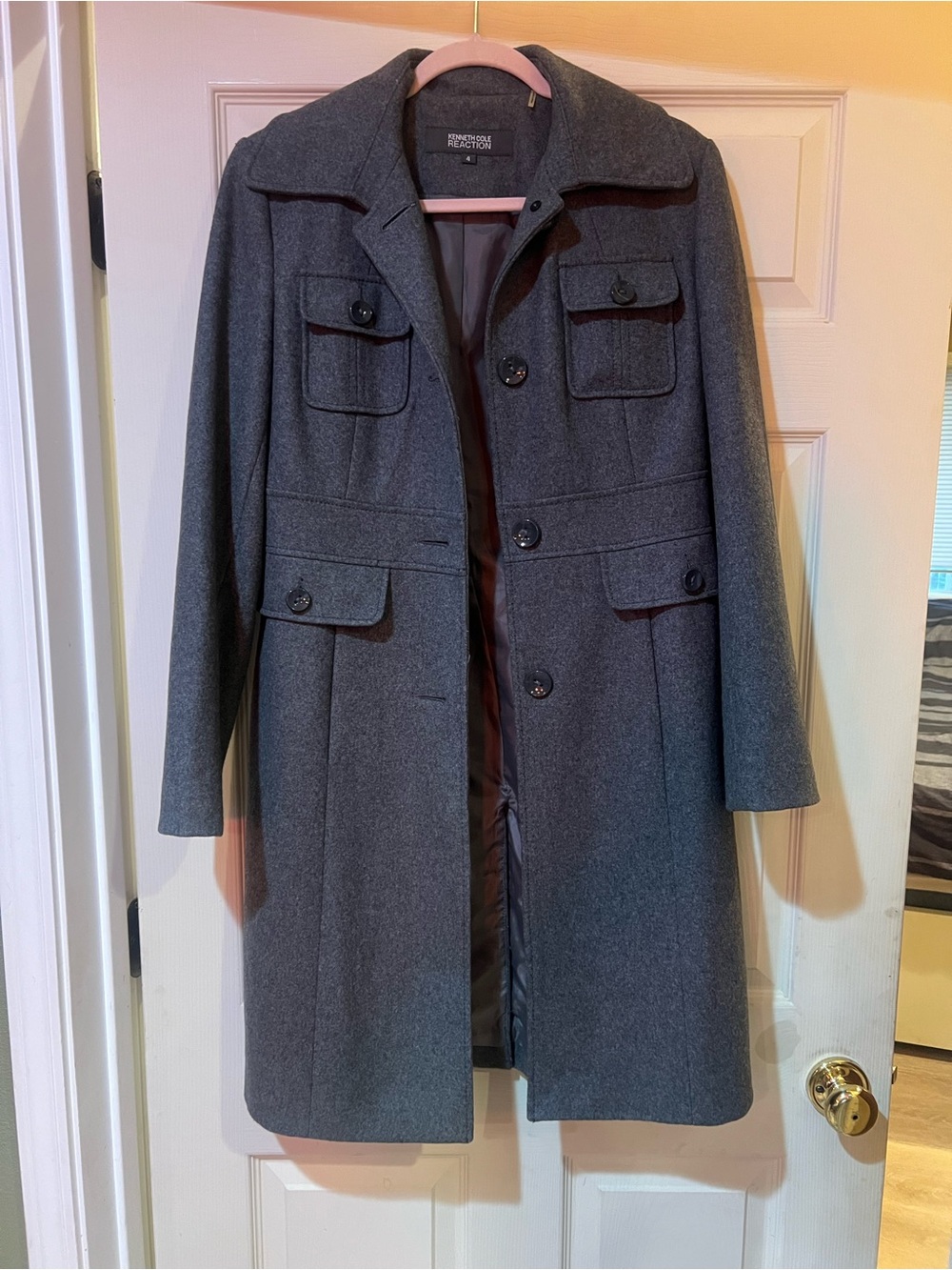 Kenneth Cole Reaction Charcoal Gray Wool-Blend Coat